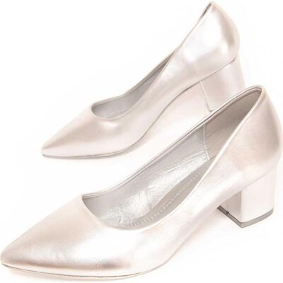 MONTEVITA Zapato Salón Tacón Bloque Metálico Silver Talla 36 MONTEVITA Zapato Salón Tacón Bloque Metálico Silver Talla 36