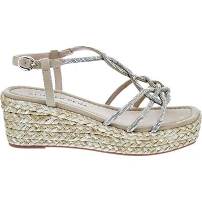 ALMA EN PENA Siena Sandalia De Cuña Con Tiras Trenzadas Beige Talla 41 ALMA EN PENA Siena Sandalia De Cuña Con Tiras Trenzadas Beige Talla 41