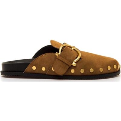 MTNG Zuecos Casual Sia Hebilla Tachuelas Marrón Talla 37 MTNG Zuecos Casual Sia Hebilla Tachuelas Marrón Talla 37