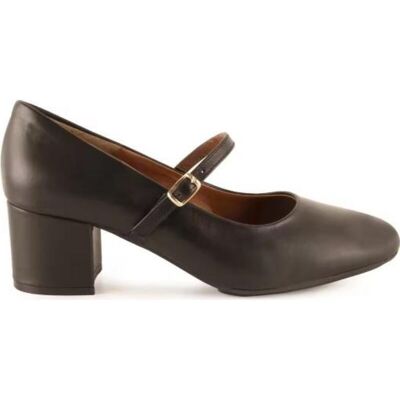 CHAMBY Merceditas De Piel Con Tacón Ancho Y Hebilla - Modelo 6610 Negro Talla 35 CHAMBY Merceditas De Piel Con Tacón Ancho Y Hebilla - Modelo 6610 Negro Talla 35