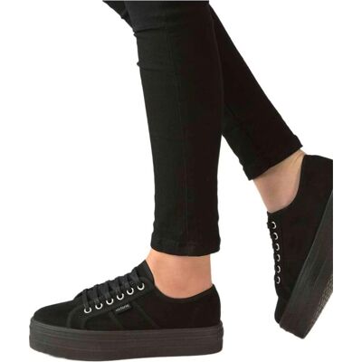 VICTORIA Zapatillas Barcelona Plataforma Antelina Reciclada Negro Talla 38 VICTORIA Zapatillas Barcelona Plataforma Antelina Reciclada Negro Talla 38