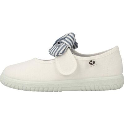 VICTORIA Ojala Lona Blanca Con Lazo De Rayas Modelo Mercedes Blanco Talla 22 VICTORIA Ojala Lona Blanca Con Lazo De Rayas Modelo Mercedes Blanco Talla 22