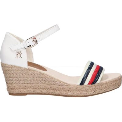 Tommy Hilfiger Sandalias De Mujer Fw0fw07078 Mid Wedge Corporate Ybl Ecru Talla 40 Tommy Hilfiger Sandalias De Mujer Fw0fw07078 Mid Wedge Corporate Ybl Ecru Talla 40