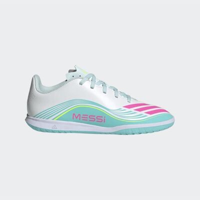 Adidas Zapatillas De Fútbol Sala F50 Messi Club Junior Blanco Blanco-Azul Talla 30.5 Adidas Zapatillas De Fútbol Sala F50 Messi Club Junior Blanco Blanco-Azul Talla 30.5