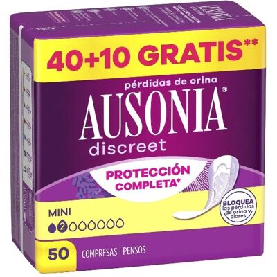 AUSONIA Discreet Compresas Proteción Completa Mini 50Uds AUSONIA Discreet Compresas Proteción Completa Mini 50Uds