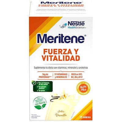 Batido de Vainilla Meritene - Pack de 15 Sobres - Apoyo a Músculos y Vitalidad Batido de Vainilla Meritene - Pack de 15 Sobres - Apoyo a Músculos y Vitalidad