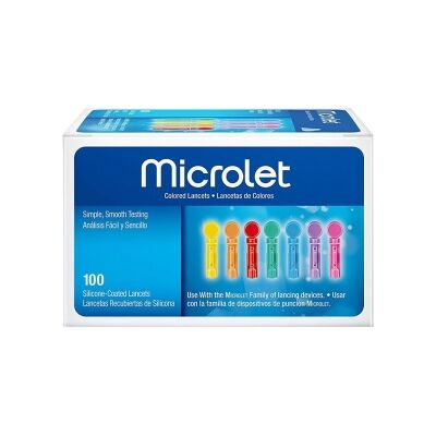 Microlet Lancetas Coloreadas - 28g/0.5mm - Lancetas Microlet Lancetas Coloreadas - 28g/0.5mm - Lancetas