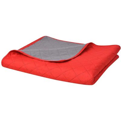 vidaXL Cubrecama acolchado doble cara 220x240 cm rojo y gris Multicolor vidaXL Cubrecama acolchado doble cara 220x240 cm rojo y gris Multicolor