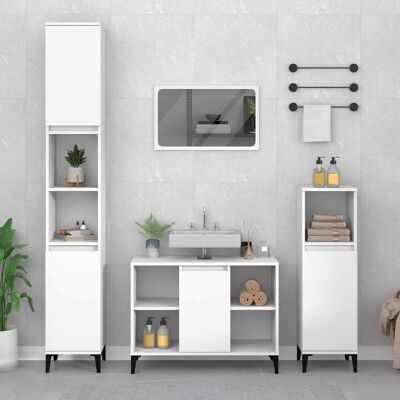 vidaXL Armario para lavabo madera contrachapada blanco 80x33x60 cm Blanco vidaXL Armario para lavabo madera contrachapada blanco 80x33x60 cm Blanco