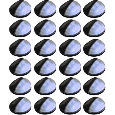 vidaXL Lámparas solares de pared de exterior redondas negro LED 24 uds Negro vidaXL Lámparas solares de pared de exterior redondas negro LED 24 uds Negro