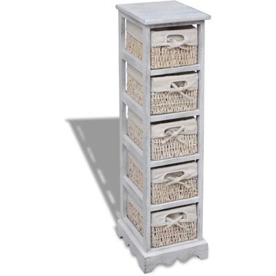 vidaXL Estantería de Madera con 5 Cestas Blanco - Estantería vidaXL Estantería de Madera con 5 Cestas Blanco - Estantería