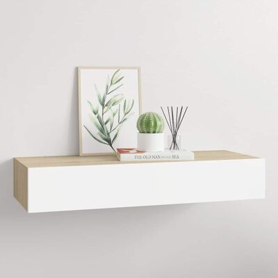 Estante de Pared con Cajón vidaXL Estructura de Madera y Blanco - Estante de Pared Estante de Pared con Cajón vidaXL Estructura de Madera y Blanco - Estante de Pared