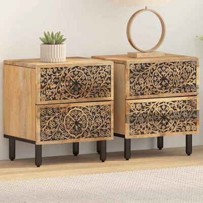 Vidaxl Mesitas de noche 2 uds madera maciza de mango - 40x33x46 cm Vidaxl Mesitas de noche 2 uds madera maciza de mango - 40x33x46 cm