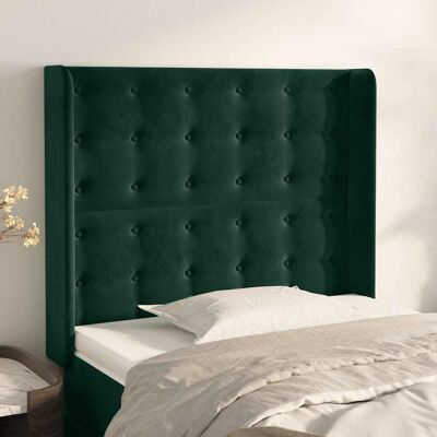 Cabecero con Orejas de Terciopelo Verde Oscuro Ajustable Cabecero con Orejas de Terciopelo Verde Oscuro Ajustable