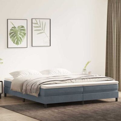 Cama vidaXL 200x210cm Terciopelo Gris Oscuro - Cama Cama vidaXL 200x210cm Terciopelo Gris Oscuro - Cama