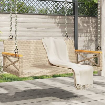vidaXL Banco columpio de jardín - Ratán sintético beige - 109x62x40 cm vidaXL Banco columpio de jardín - Ratán sintético beige - 109x62x40 cm