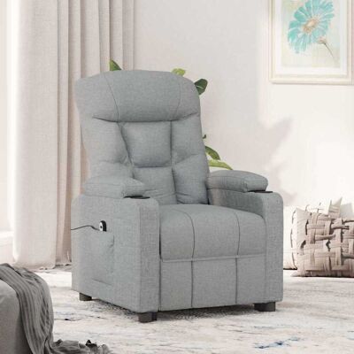 vidaXL Sillón reclinable eléctrico tela gris claro Gris vidaXL Sillón reclinable eléctrico tela gris claro Gris