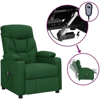 vidaXL Sillón reclinable eléctrico tela verde oscuro Verde vidaXL Sillón reclinable eléctrico tela verde oscuro Verde