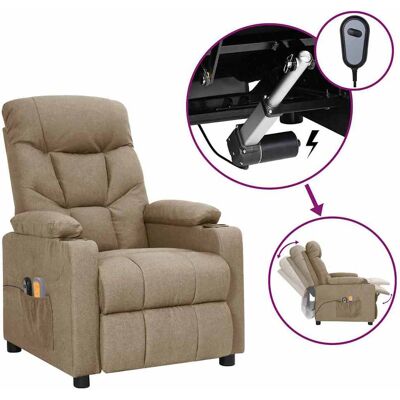vidaXL Sillón de masaje eléctrico tela gris taupé Gris Topo vidaXL Sillón de masaje eléctrico tela gris taupé Gris Topo