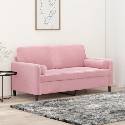 vidaXL Sofá de 2 plazas con cojines terciopelo rosa 140 cm Rosa vidaXL Sofá de 2 plazas con cojines terciopelo rosa 140 cm Rosa