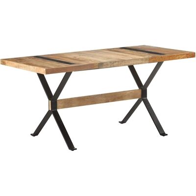 vidaXL Mesa de comedor de madera de mango rugosa 160x80x76 cm Marrón vidaXL Mesa de comedor de madera de mango rugosa 160x80x76 cm Marrón