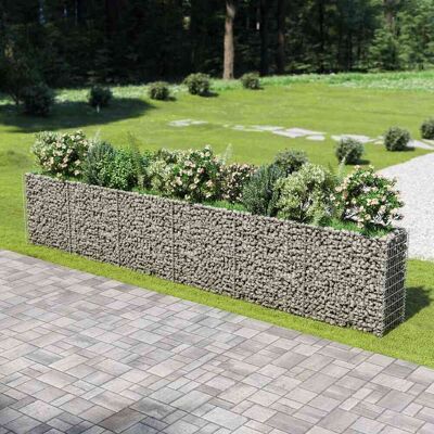 vidaXL Arriate de gaviones de acero 540x50x100 cm Plateado vidaXL Arriate de gaviones de acero 540x50x100 cm Plateado