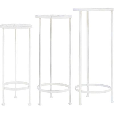 Conjunto de soportes para plantas vidaXL 3 piezas estilo vintage metal blanco - Soportes para plantas Conjunto de soportes para plantas vidaXL 3 piezas estilo vintage metal blanco - Soportes para plantas