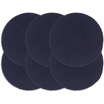 vidaXL Conjunto de 6 posavasos de algodón azul marino vidaXL Conjunto de 6 posavasos de algodón azul marino