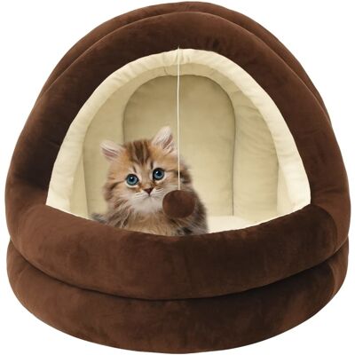vidaXL Cama para Gatos 50x50x45 cm Marrón y Gris - Cama para Gatos vidaXL Cama para Gatos 50x50x45 cm Marrón y Gris - Cama para Gatos