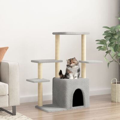 vidaXL Árbol para gatos con postes de sisal 97,5 cm - gris claro vidaXL Árbol para gatos con postes de sisal 97,5 cm - gris claro