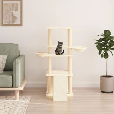vidaXL Árbol para gatos con postes de sisal 133 cm - crema (171756) vidaXL Árbol para gatos con postes de sisal 133 cm - crema (171756)