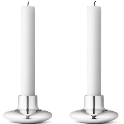 Porta velas de acero inoxidable Georg Jensen Henning Koppel - Juego de 2 Porta velas de acero inoxidable Georg Jensen Henning Koppel - Juego de 2