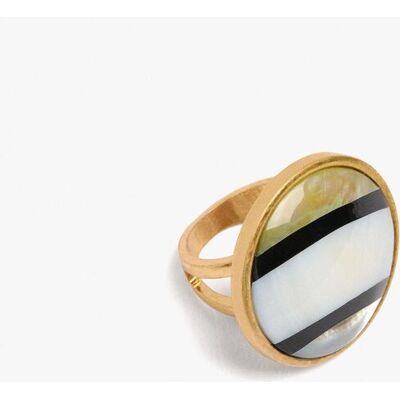 Parfois Anillo con piedra central y rayas decorativas. (S) Multicolor Parfois Anillo con piedra central y rayas decorativas. (S) Multicolor