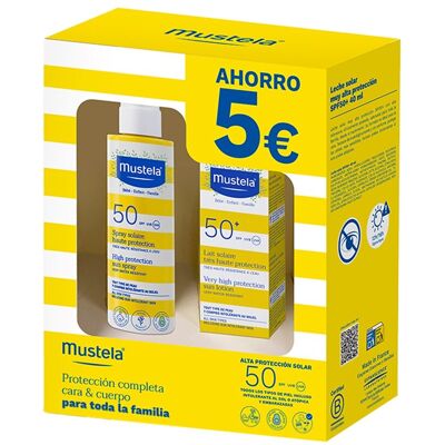 Mustela Protector Solar SPF50 - Pack de Spray y Leche Mustela Protector Solar SPF50 - Pack de Spray y Leche