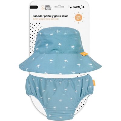 Saro Set bañador pañal + gorro upf 50 colección Sea la Vie. (12-18 Meses) Esmeralda Azul niño Saro Set bañador pañal + gorro upf 50 colección Sea la Vie. (12-18 Meses) Esmeralda Azul niño