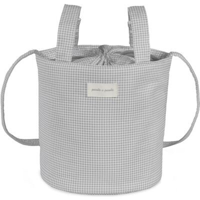 Pasito a pasito Bolsa Bucket Little Bloom Vichy Gris. (20 X 22 X 24 Cm) Gris claro niño Pasito a pasito Bolsa Bucket Little Bloom Vichy Gris. (20 X 22 X 24 Cm) Gris claro niño