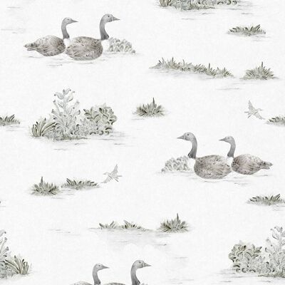 YBARRA Papel pintado Mallard Duck de la colección Cotswolds & Serret. Plata YBARRA Papel pintado Mallard Duck de la colección Cotswolds & Serret. Plata