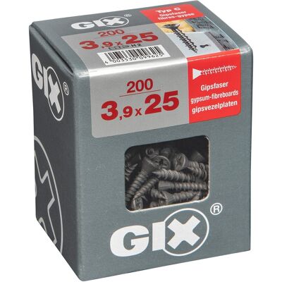 FADIX Tornillo Pladur GIX Fosfatado Ø3,9 x 25 mm - Caja 200 Uds. (Ø 3,9 x 25 mm) Negro FADIX Tornillo Pladur GIX Fosfatado Ø3,9 x 25 mm - Caja 200 Uds. (Ø 3,9 x 25 mm) Negro