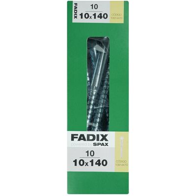 FADIX Tornillo DIN 571 Cabeza Hexagonal y Rosca para Madera y Aglomerado Ø10 x 140 mm - Caja 10 Uds. (Ø 10 x 140 mm) Zincado FADIX Tornillo DIN 571 Cabeza Hexagonal y Rosca para Madera y Aglomerado Ø10 x 140 mm - Caja 10 Uds. (Ø 10 x 140 mm) Zincado