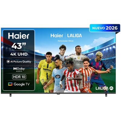 HAIER TV LED 108 cm (43") K85 H43K85GUX 4K UHD, 60Hz, Google TV, HDR10, Dolby Audio, AIPQ (AI Picture Quality). Negro HAIER TV LED 108 cm (43") K85 H43K85GUX 4K UHD, 60Hz, Google TV, HDR10, Dolby Audio, AIPQ (AI Picture Quality). Negro