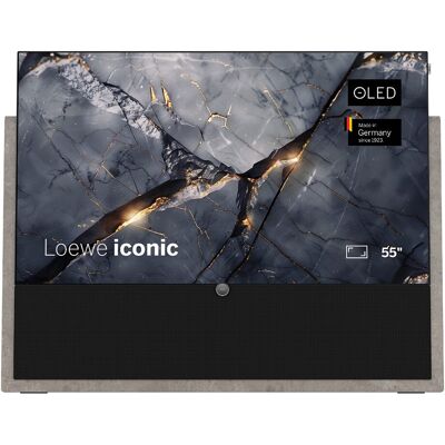 Loewe TV OLED 139 cm (55'') iconic i.55, UHD 4K, HDR, Wi-Fi y Smart TV con soporte de piedra. Loewe TV OLED 139 cm (55'') iconic i.55, UHD 4K, HDR, Wi-Fi y Smart TV con soporte de piedra.