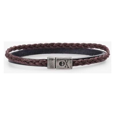 Scalpers Pulsera de hombre de piel y cordón encerado con cierre magnético. Azul Scalpers Pulsera de hombre de piel y cordón encerado con cierre magnético. Azul
