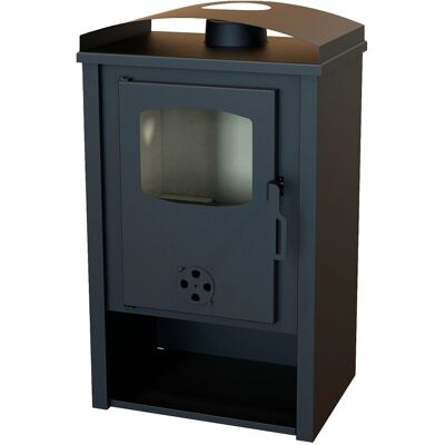 Eider Estufa de leña 7 kW Clase A compacta con leñero y salida de 120 mm. Negro Eider Estufa de leña 7 kW Clase A compacta con leñero y salida de 120 mm. Negro