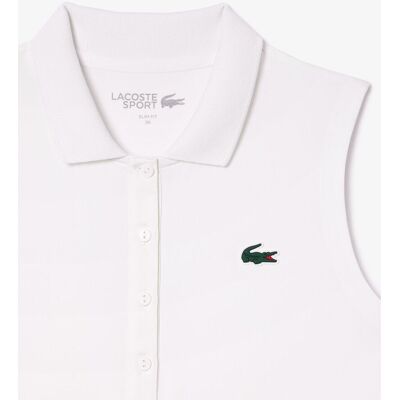 Lacoste Polo de mujer de golf elástico de corte ajustado con protección uv de manga corta. (44) Blanco Lacoste Polo de mujer de golf elástico de corte ajustado con protección uv de manga corta. (44) Blanco