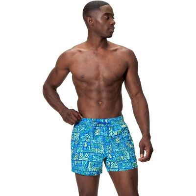 Speedo Bañador de natación para hombre Print Redondo Edge Volley 14" . (M) Azul Speedo Bañador de natación para hombre Print Redondo Edge Volley 14" . (M) Azul