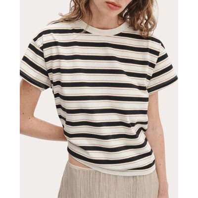 Rag & Bone Rag & Bone - Camiseta boxy Kelly a rayas Crema multicolor. (L) Blanco Rag & Bone Rag & Bone - Camiseta boxy Kelly a rayas Crema multicolor. (L) Blanco