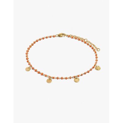 Parfois Pulsera de acero inoxidable con cuentas y medallas decorativas. Naranja Parfois Pulsera de acero inoxidable con cuentas y medallas decorativas. Naranja