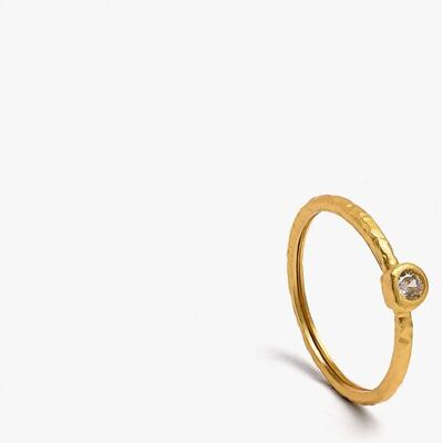 Parfois Anillo con circonitas de plata de ley con baño de oro de 18 k. (L) Blanco Parfois Anillo con circonitas de plata de ley con baño de oro de 18 k. (L) Blanco