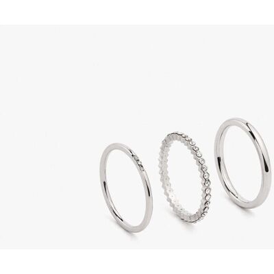 Parfois Pack de 3 anillos con circonitas de acero inoxidable. (M) Blanco Parfois Pack de 3 anillos con circonitas de acero inoxidable. (M) Blanco