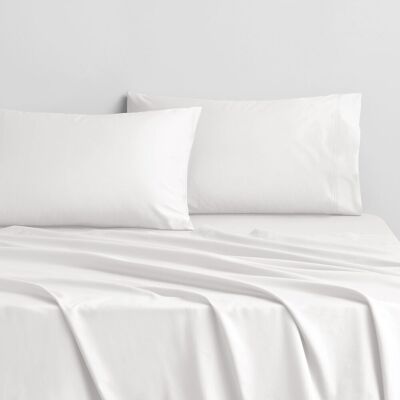 Sheridan Sábana bajera algodón Satén 375 hilos . (Cama 200 cm) Blanco Sheridan Sábana bajera algodón Satén 375 hilos . (Cama 200 cm) Blanco